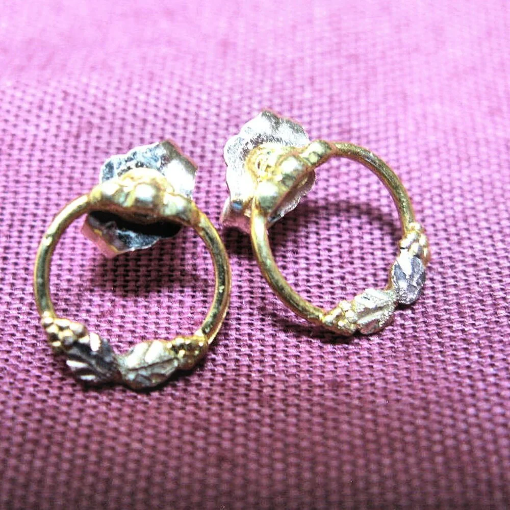 GOLD HARLEY EARRINGS, 2 PAIR  BLACK HILLS GOLD  STAMPER EARRINGS, STURGIS - Picture 6 of 9